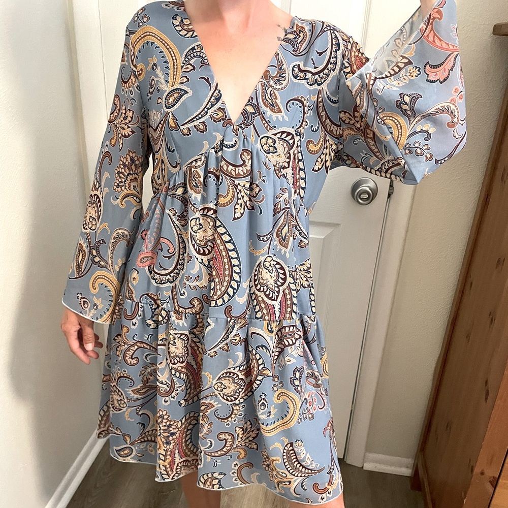 paisley tie-back dress